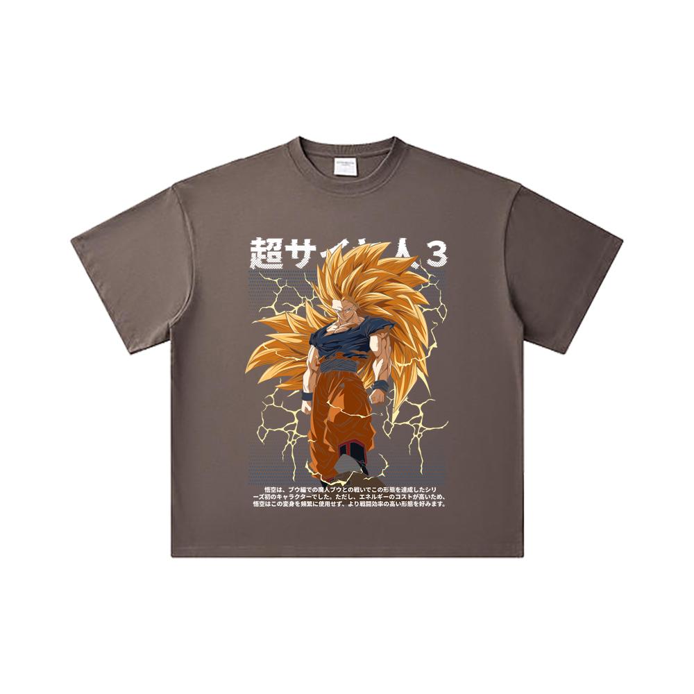 260 GSM Double Yarn 32 Count 100% Cotton Dragon Ball V59 Goku SSJ3 Print Unisex Heavy Cotton T Shirt