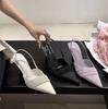 Designer Narrow Band Buckle Strap Pumps Women Sandals Sexy Pointed Toe Thin Heels Wedding Banquet Dress Mule slingback femme