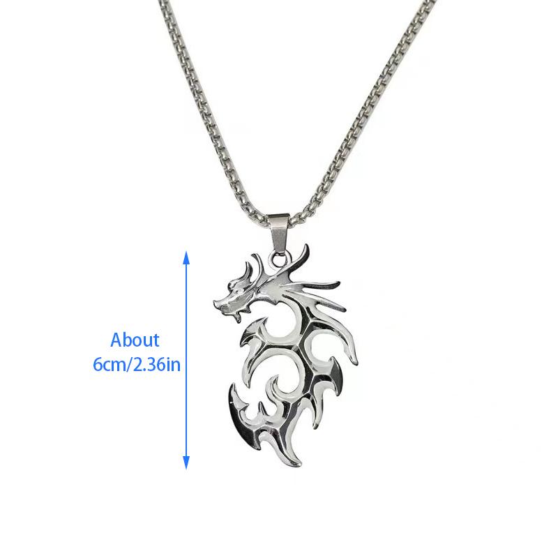 Collier Dragon Flamme Lumineuse Personnalité Punk Lumineux Pendentif Lumineux Brille dans le Noir Chaîne de Pull Collier Lumineux Bijoux Hiphop