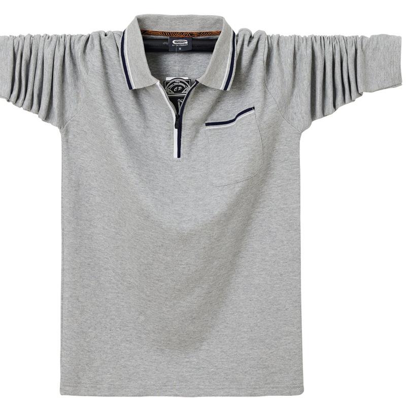 Nuova Maglietta Polo da Uomo Larga Plus con Cerniera Business Traspirante Casual a Maniche Lunghe con Rever Leggera Morbida Antirughe Traspirante Cotone