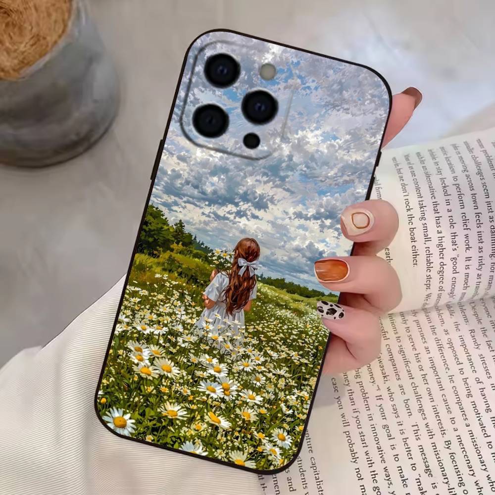 Mountain Forest Natural Flowers Laser Phone Case Silicone Soft For IPhone 17 16 15 14 13 12 11 X XR Plus Pro Max Plus