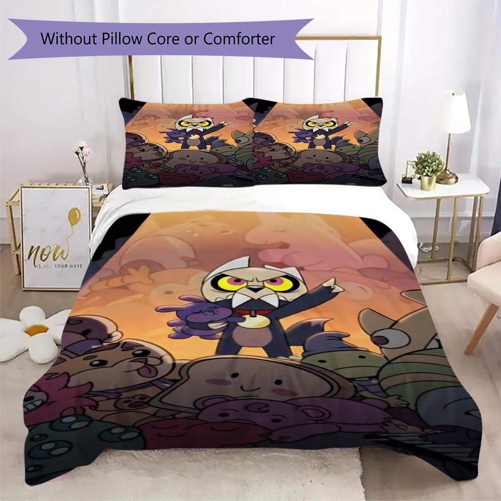 Cartoon Owls and Monsters Pattern Bedding,Quilt Set Quilt Cover Pillowcase Home Birthday Gift (1*duvet cover+2*pillowcase,without core)ZSJT0917245