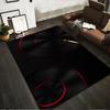 Abstract Black and Red Modern Carpet with Vinyl Record Design Suitable for Use As an Anti-slip for Living Room Bedroom Sofas