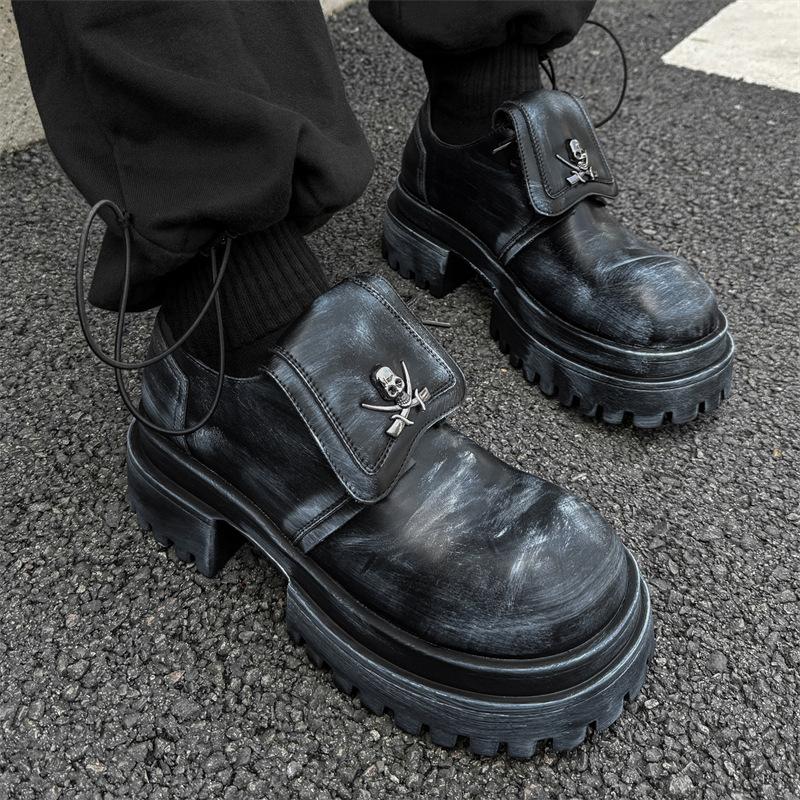 

2025 новый модный тренд уличные путешествия универсальные увеличить дерби туфли мужская мода носить кожаные туфли 561211-J 38