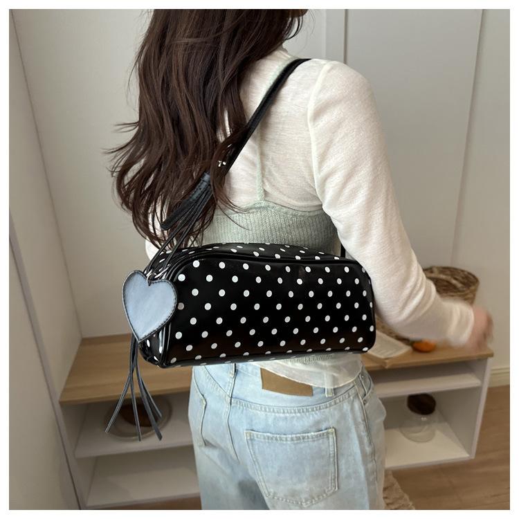 Retro Dot Pu Shoulder Bags for Women Large Capacity Ladies Underarm Bag Korean Style Versatile Portable Girls Pillow Handbags