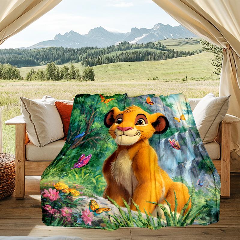 1PC Cartoon Lion king Printed Soft Flannel Blanket Throw for Adult Bedroom Living Room Sofa Camping Travel Fan gifts Christmas Gifts