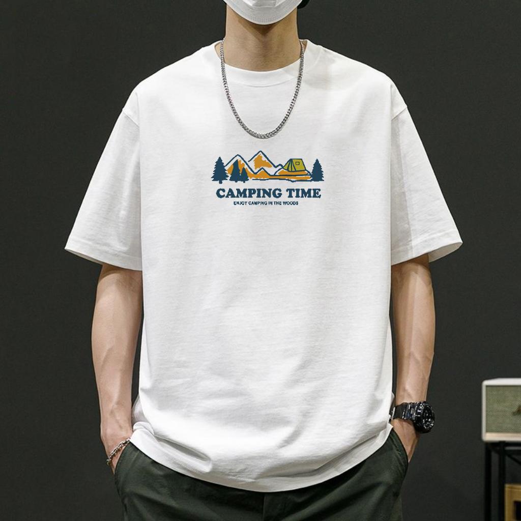 Simple T-shirt Men's print Summer Trendy Printed Cotton Short Sleeved Loose Trendy Breathable T-shirts