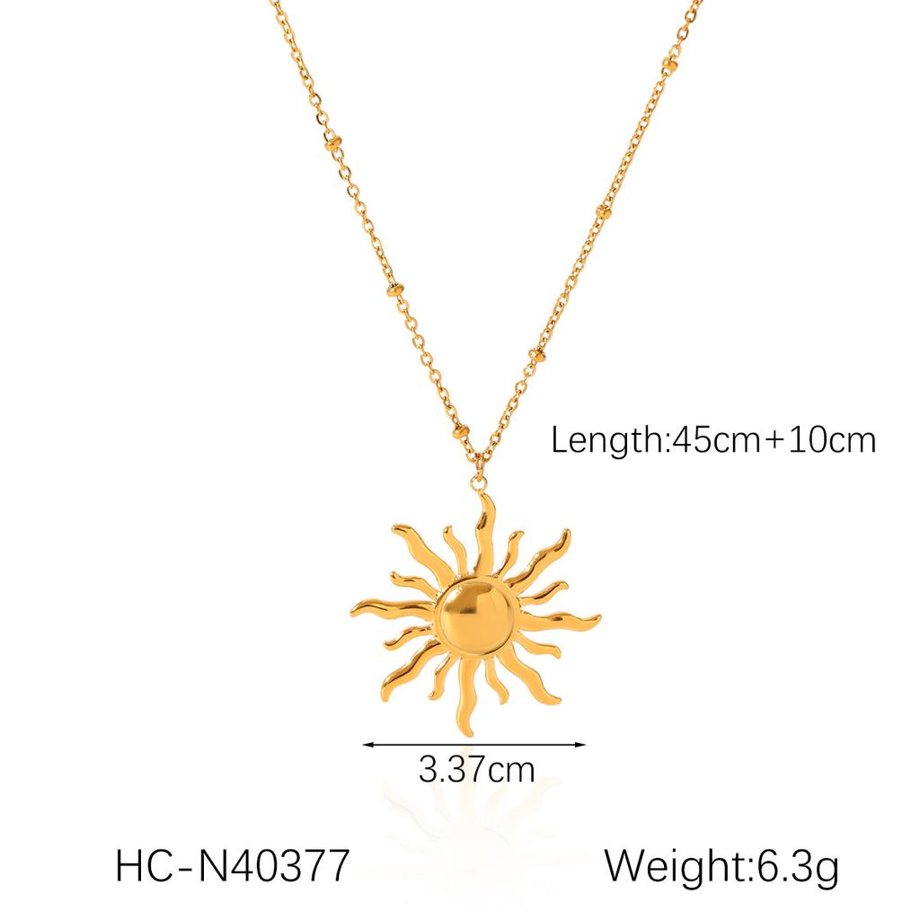 Stainless steel irregular sun pendant necklace, niche design, premium feel, clavicle chain, titanium steel neck chain