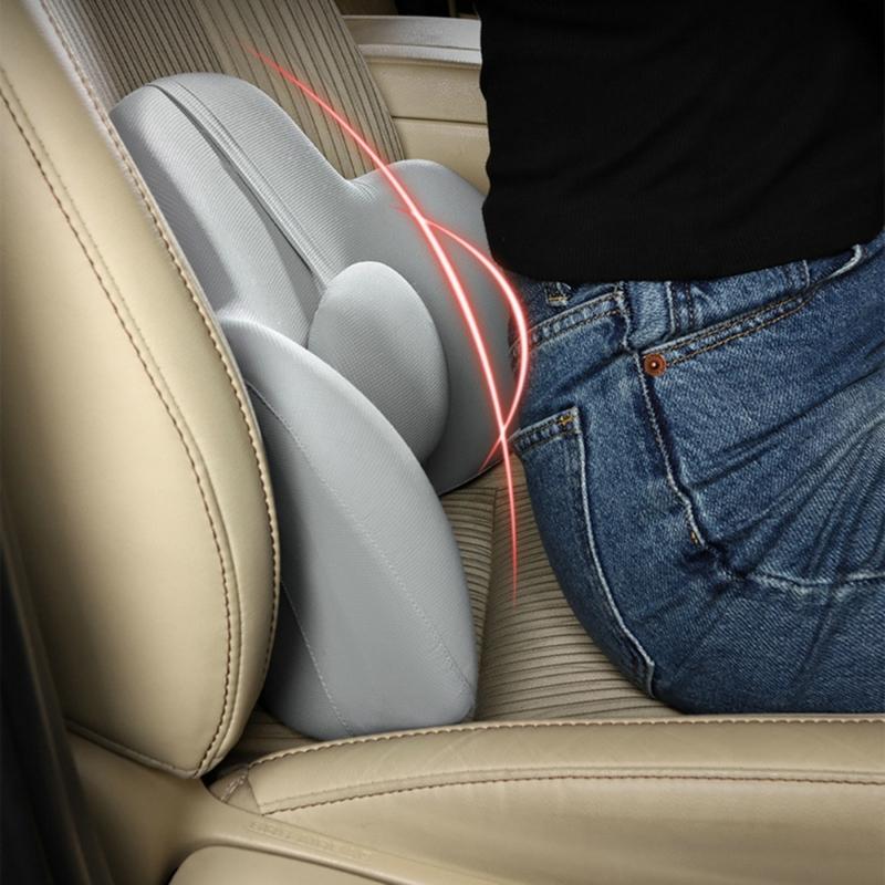 Comfortable Memory Foam Car Seat Headrest/Lumbar Support Adjustable Design Lightweight for Long Drives & Office Work