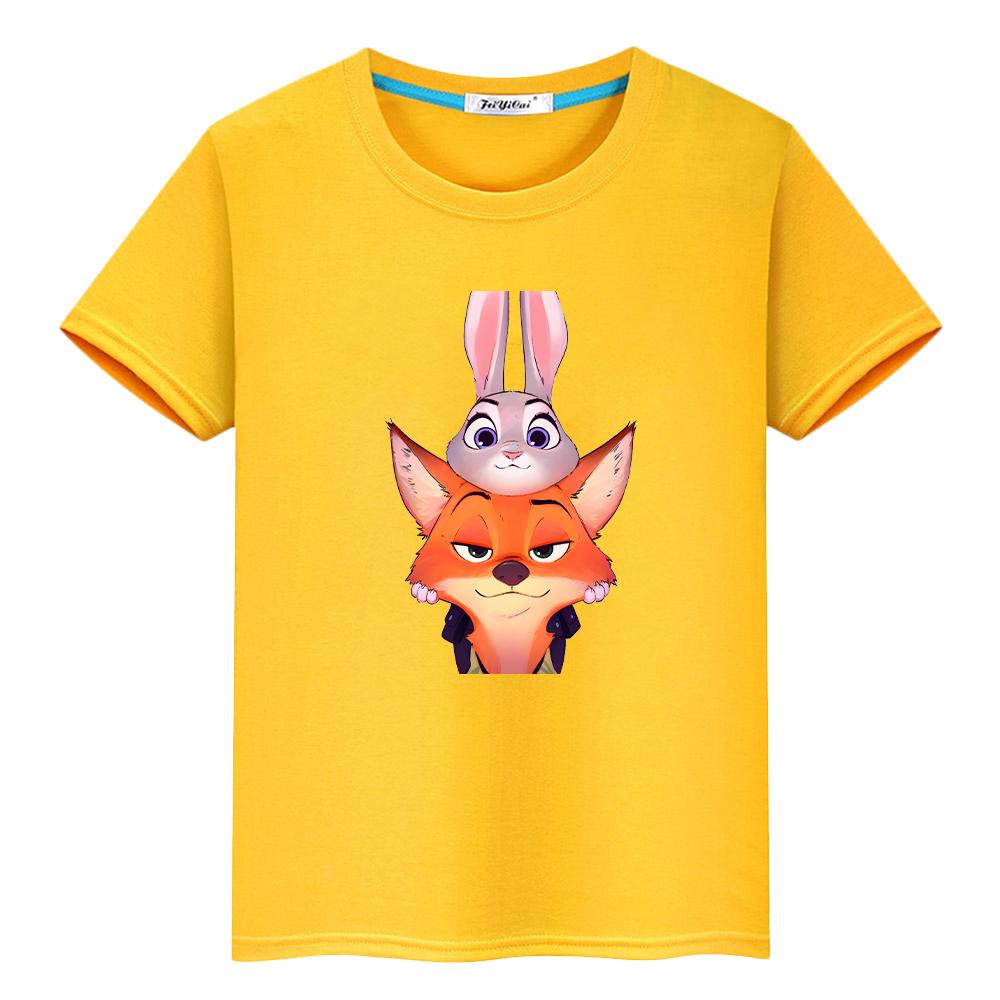 Zootopia 2 Print t shirt for kids boy 10years Tops 100%Cotton anime Short Kawaii pride tshirt y2k one piece girl clothes