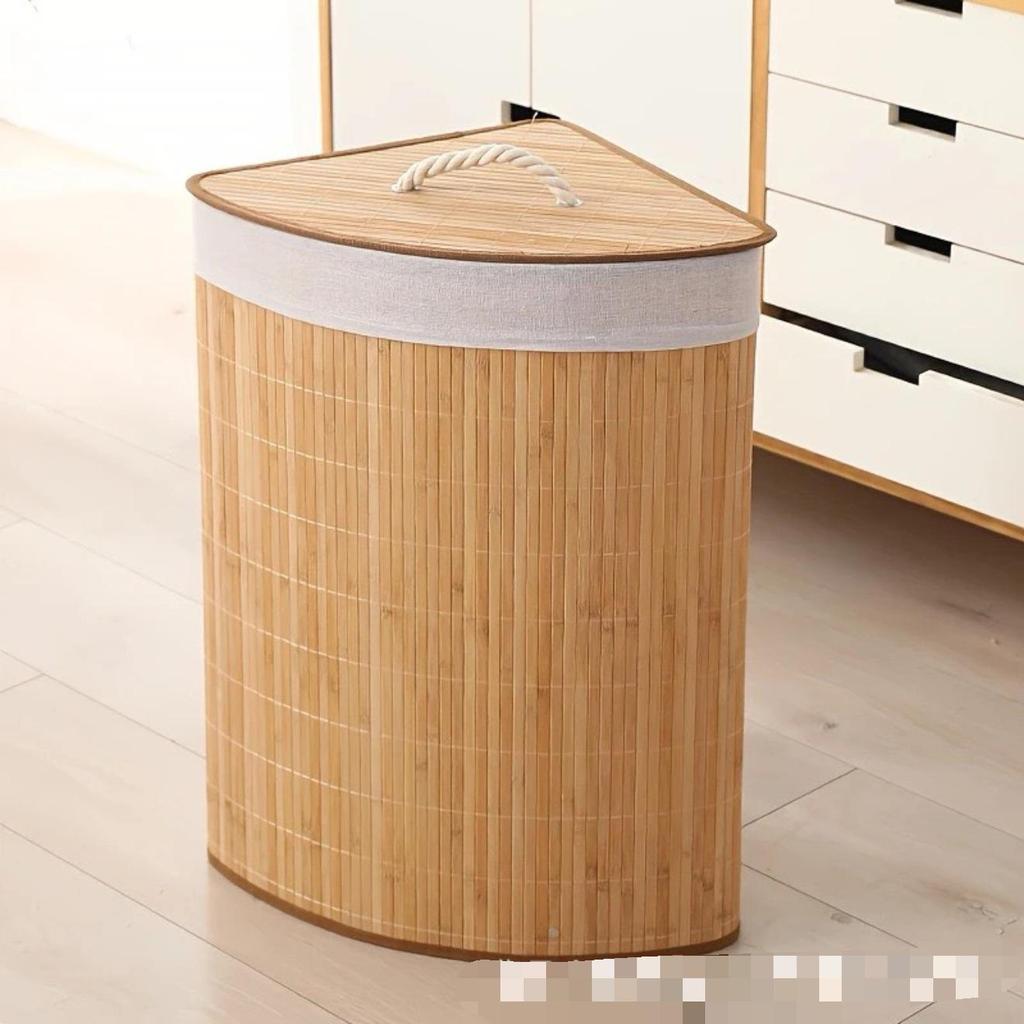 Foldable Dustproof Bamboo Laundry Basket