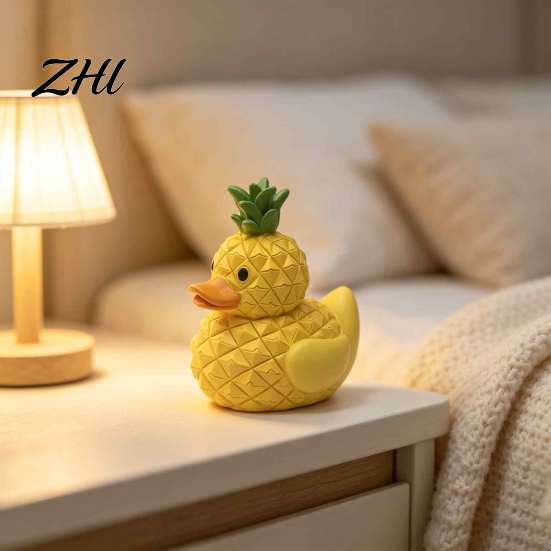 Unique Gifts for Friends Adorable Fruit Duck Figurine, Resin Apple Strawberry Peach Banana Sculpture, Mini Cute Desktop Ornaments Desk Decor