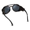 Retro Round Sunglasses for Men Steampunk Vintage Eyewear Light Women Sunglasses Plastic Frame Leather Wear B2532 [FEISEDY]
