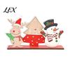 Holiday Party Table Decorations Wooden Christmas Ornaments, Tabletop Decoration with Santa Claus Snowman Elk Office Desk Accessories Designs for Home