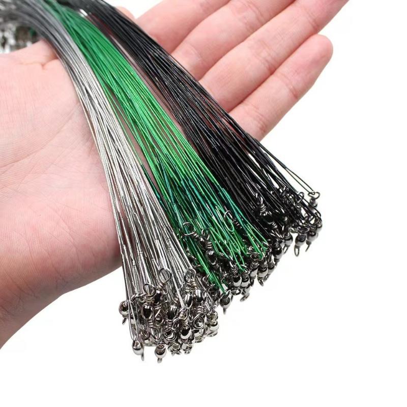 New 20Pcs Anti Bite Steel Fishing Line Steel Wire Leader With Swivel Fishing Accessory Lead Core Fishing Wire 15/20/30CM