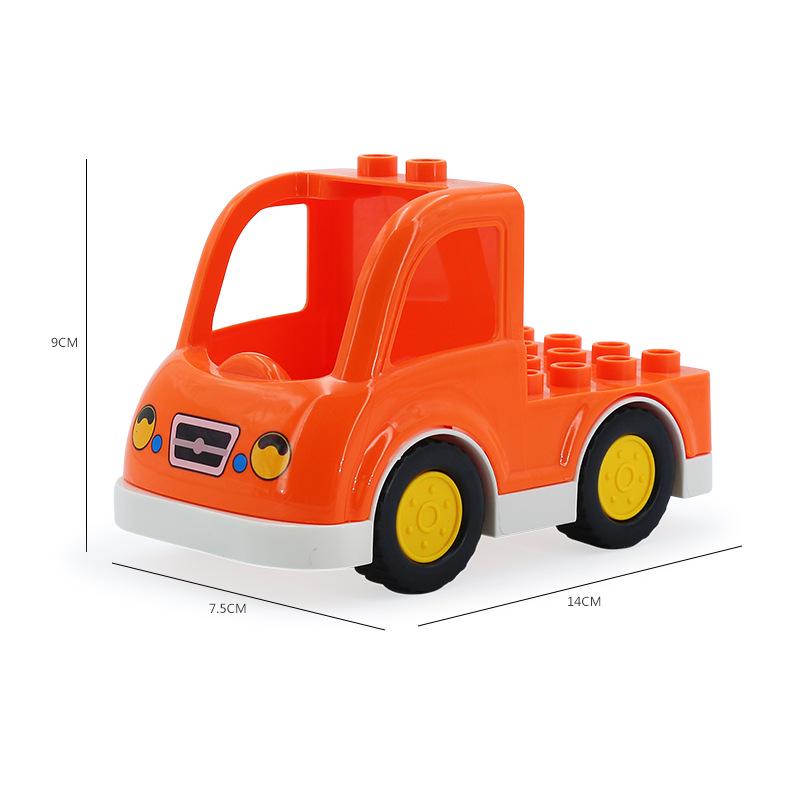 Compatible Large Particle Building Block Table with Cartoon Car, Bus, Airplane, and Sedan Accessories for Children