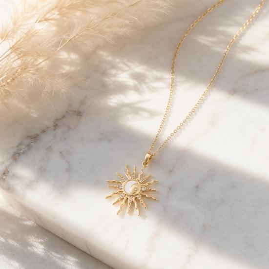 Yousheng Gold Plated Sun Necklace for Women, Sun Moon Pendant Necklace, Jewelry Gifts for Teens Girls, Friends