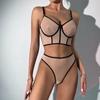 New Fashion Sexy Underwear Fish Bone Contrast Mesh Sexy Perspective Gathering Lingerie Set