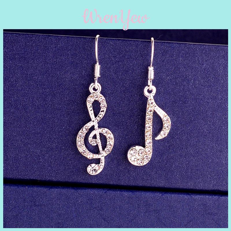Stylish Alloy Material Crystal Rhinestone Music Ear Stud Earrings For Women