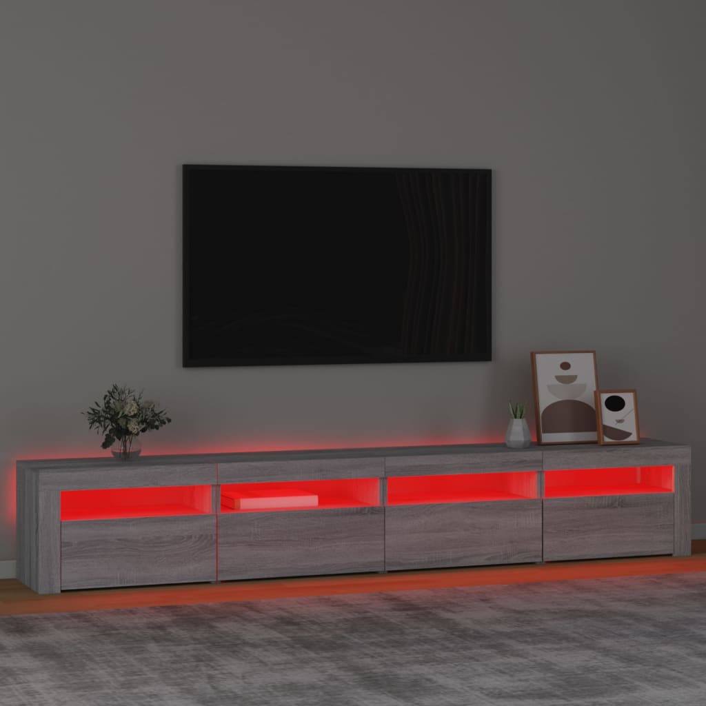 Vidaxl TV Cabinet with LED Lighting, Sonoma Oak Grey, 240X35X40 Cm