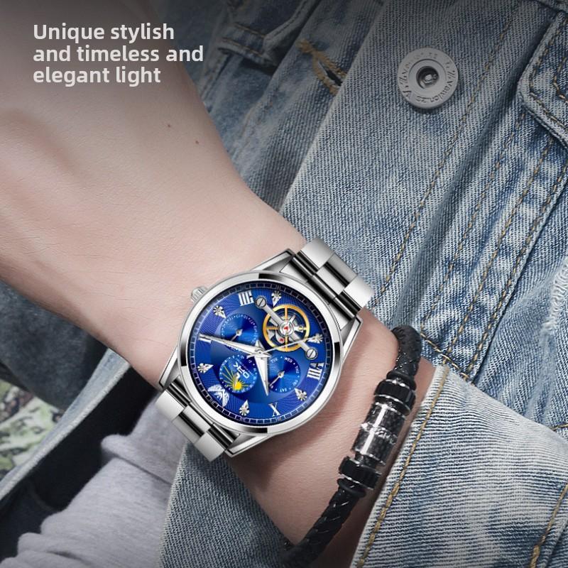 OPK Brand Watch Fake Tourbillon Steel Belt Calendar Luminous Quartz Watch Men's Watch Men's Watch