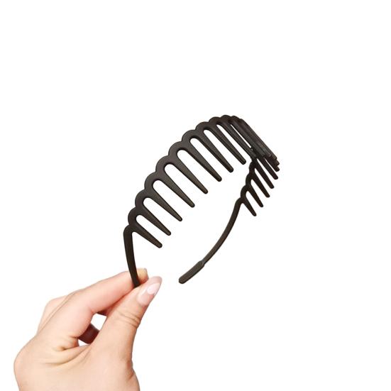 Women Non-Slip Hair Comb Hairband Solid Color Frosted Texture Bang Headband Sturdy Hair Hoop with Teeth