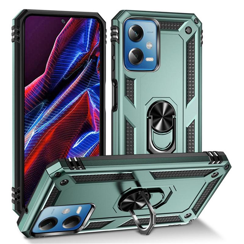 

Чехол для Xiaomi Poco X5 5G, роскошный противоударный защитный чехол с кольцом, задняя крышка для Pocox5pro Poko Little X5pro X 5 Pro 5X, жесткие чехлы для телефонов из ПК Xiaomi Poco X5 Pro 5G зелёный