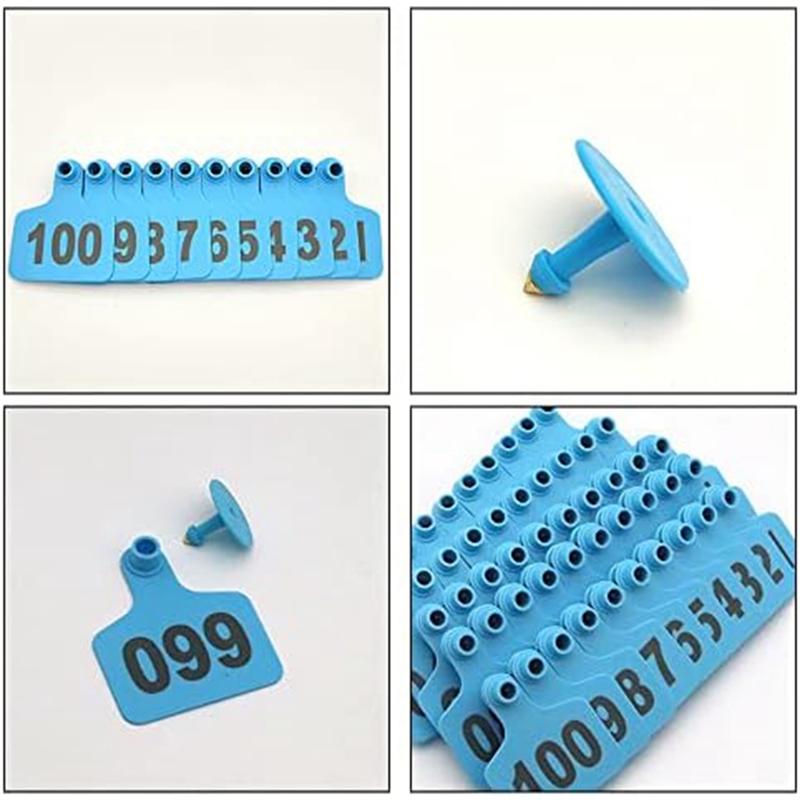 2025 Trend Cattle Ear Tags Ear Tags 001-100 Number Plastic Livestock Animal Tags For Cows Ear Tag Applicator Kit,100 PCS