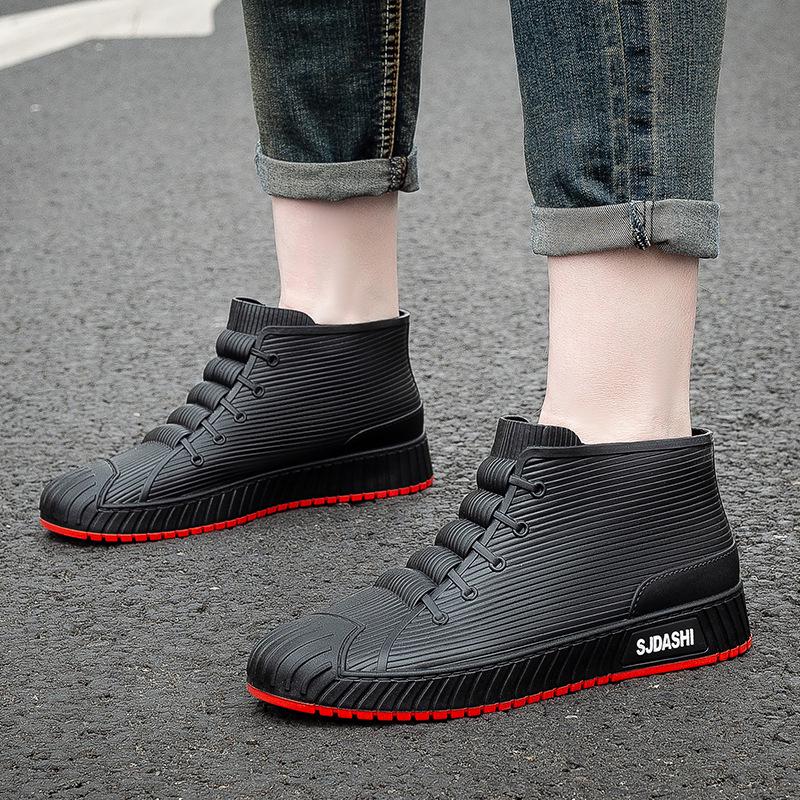 Korean Style Men's Waterproof Short Ankle Rain Boots for Spring/Autumn - Versatile Rubber Shoes for Outdoor, Work, and Fishing