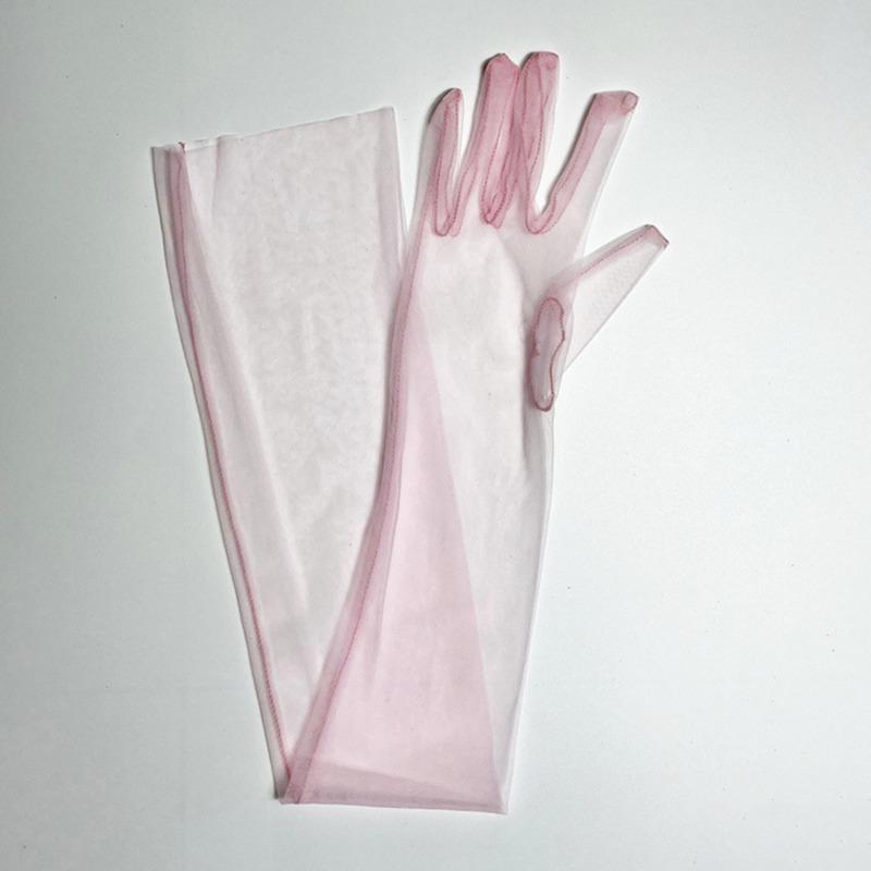 Women Transparent Thin Lace Elegant Tulle Long Gloves Mesh Gauze Sexy Wedding Party Summer Lace Ladies Prom Dress Gloves