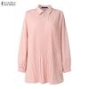 ZANZEA Blusa holgada informal de manga larga con cuello vuelto para mujer