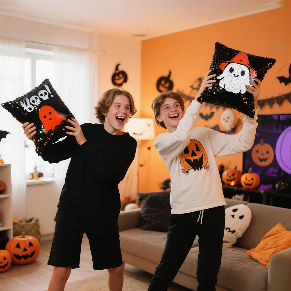 Față de pernă imprimată de Halloween Față de pernă pătrată Față de pernă pentru canapea Fără umplutură Față de pernă confortabilă