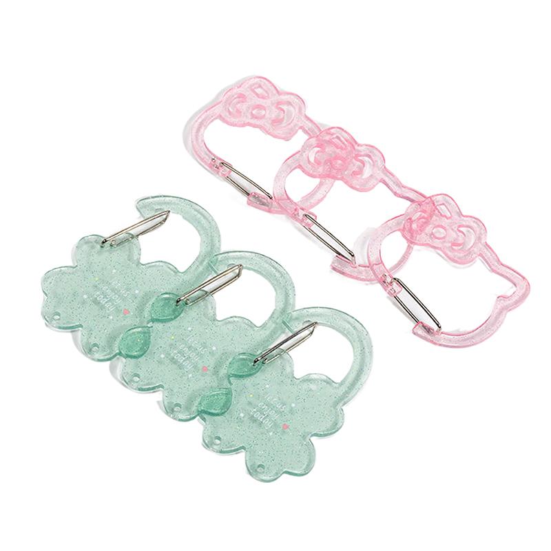 1 Piece Cute Transparent Acrylic Cat Leaf Cherry Hollow Out Climbing Buckle Keychain Sweet Doll Bag Pendant  Accessories