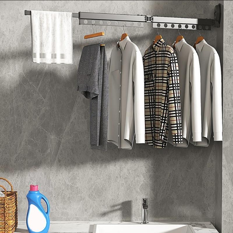 Wall Mounted Clothes Drying Rack Laundry Drying Rack for Laundry Space Saver Clothes Rack Retractable Dryer Racks Black