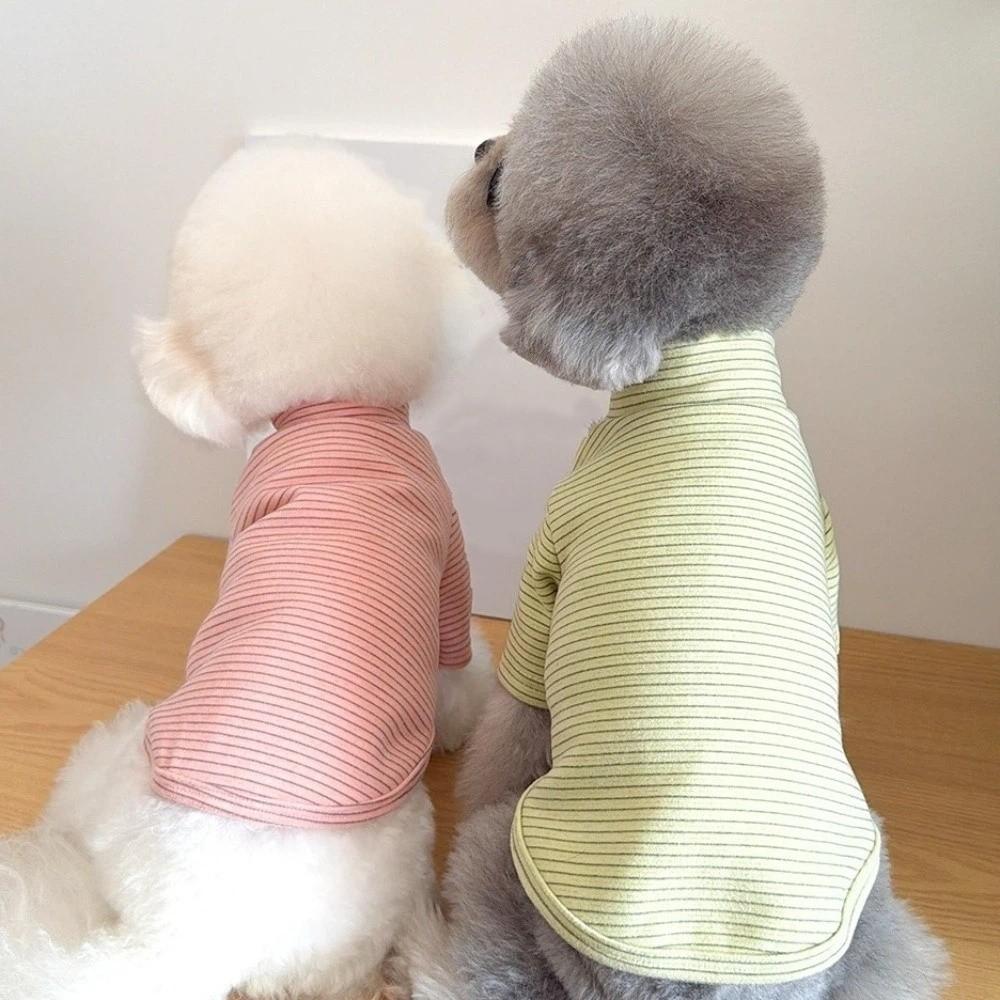 High Collar Pet Bottoming Shirt Striped Pattern Two-Leg Dog Clothes  Outdoor Protection