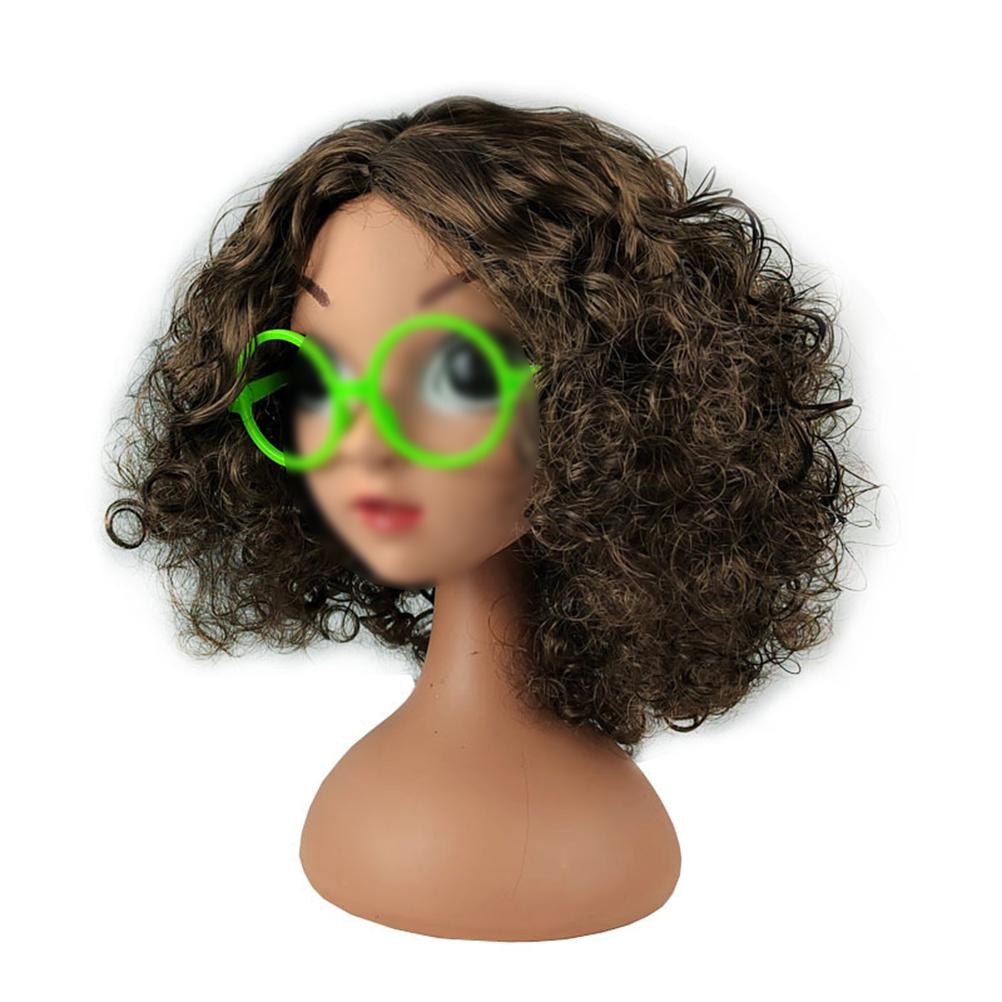 Parrucca Cosplay Film Cartoni Animati per Bambini Costume Vestito Capelli con Montatura Occhiali Mascherata Capelli Corti Ricci Vestire Halloween