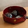 Modern Office Desk Decor PU Leather Folding Storage Tray, Waterproof Portable Jewelry Dish, Valet Tray Retro Rivet Desktop Organizer for Entryway And