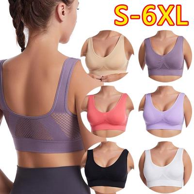 Plus Size S-6XL Vrouwen Yoga Sport Bh Ademend Fitness Hardlopen Actief Vest Gewatteerde Crop Tops Ondergoed Gym Yoga Top Bh's