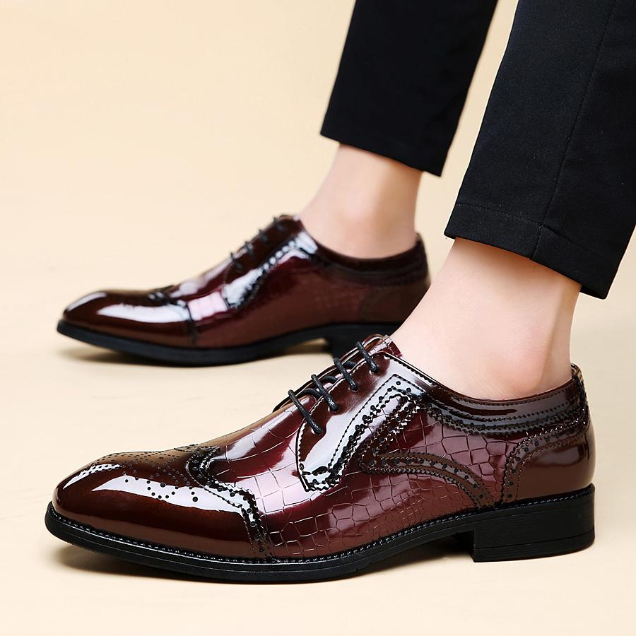 British Designer New Men's Brown Black Lace Up Brogues Oxford Shoes Male Luxury Formal Wedding Prom Dress Homecoming Footwear