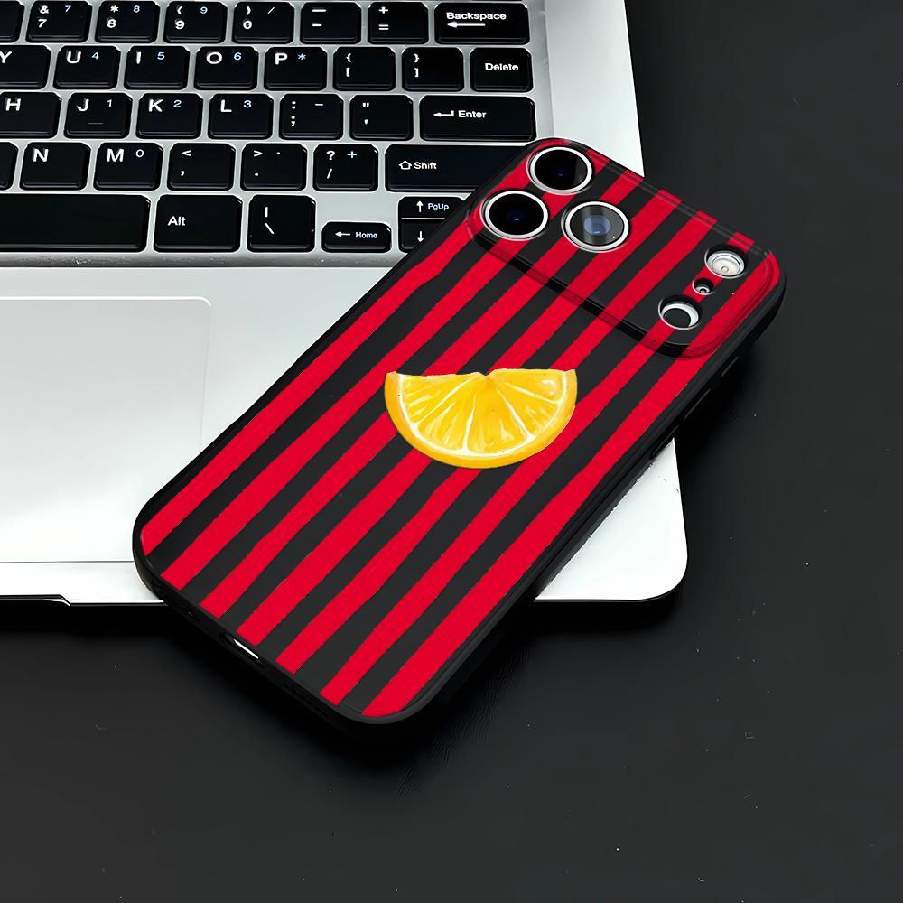 

Чехол для телефона с рисунком лимонной полоски для iPhone 17 16 15 14 Pro 13 12 11 Max Plus 7 8 Plus 2020 Ударопрочный мягкий силиконовый чехол iphone 11