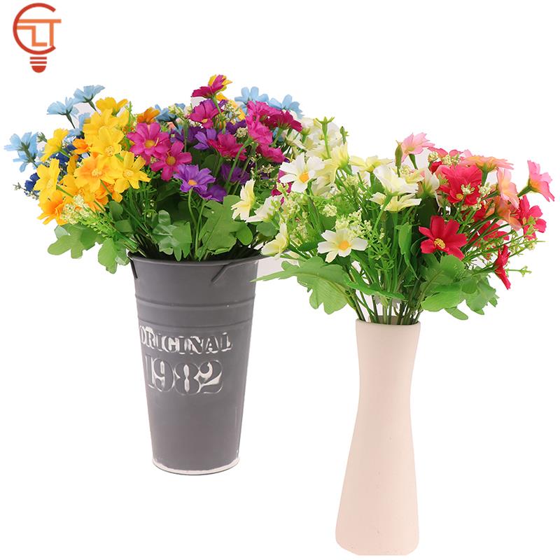 1 Bouquet 7 Branch 28 Heads Cute Silk Daisy Artificial Flower DIY Wedding Party Flower Bouquet Home Decoration Fake Daisy Flower