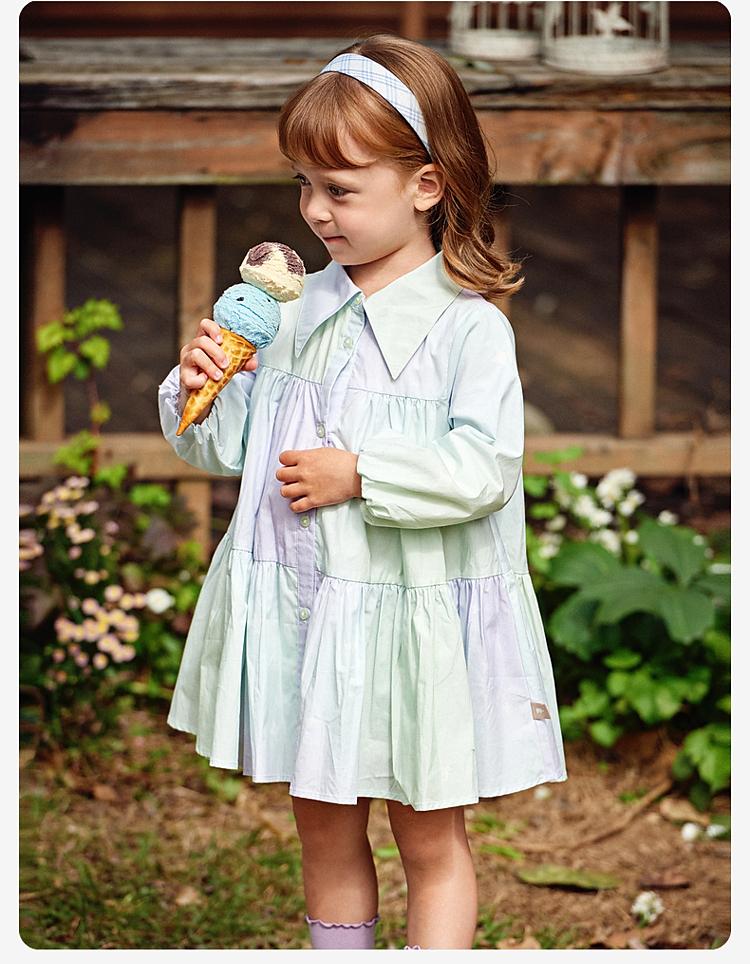 David Bella Children's Dress Autumn Dress Girls' Gradient Pure Cotton Princess Dress Middle Children's Dress