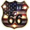 Vintage Route 66 Square Metal Tin Sign Garage Home Bar Decor 20x20cm