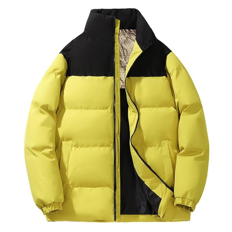 

Winter Color Matching Cotton Clothes Men s Graphene Warm Thickened Bread Clothes Trendy Versatile Stand-up Collar Jacket M жёлтый