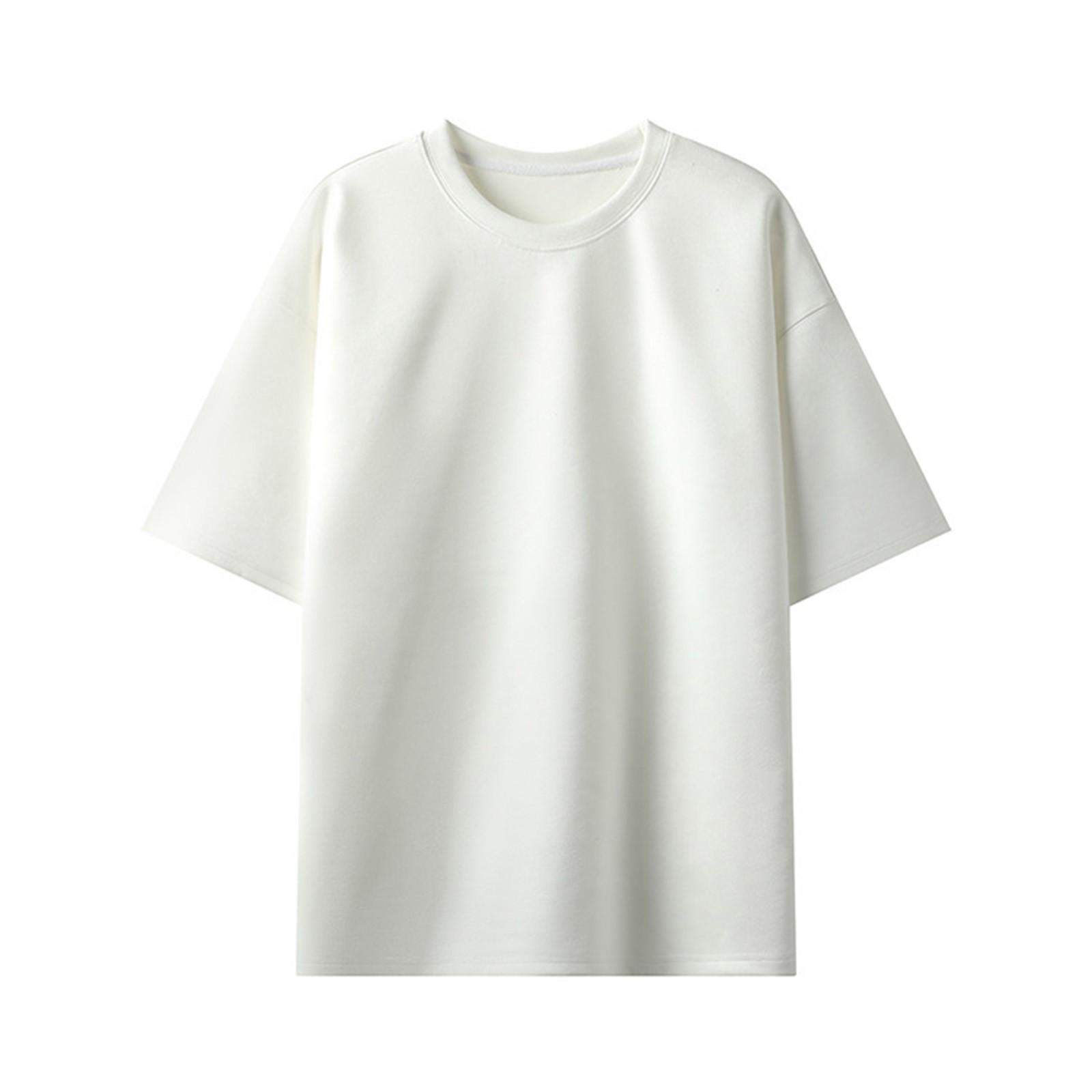 

Мужская летняя трендовая однотонная замшевая свободная футболка с круглым вырезом и короткими рукавами XL белый