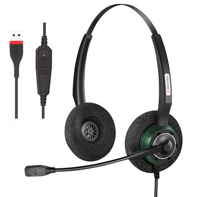 Zestaw słuchawkowy USB z mikrofonem PC, dwousznym, wyciszającym szumy, do konferencji, lekki, przewodowy, do rozmów, czatu, przełączania, gier, słuchawek,…