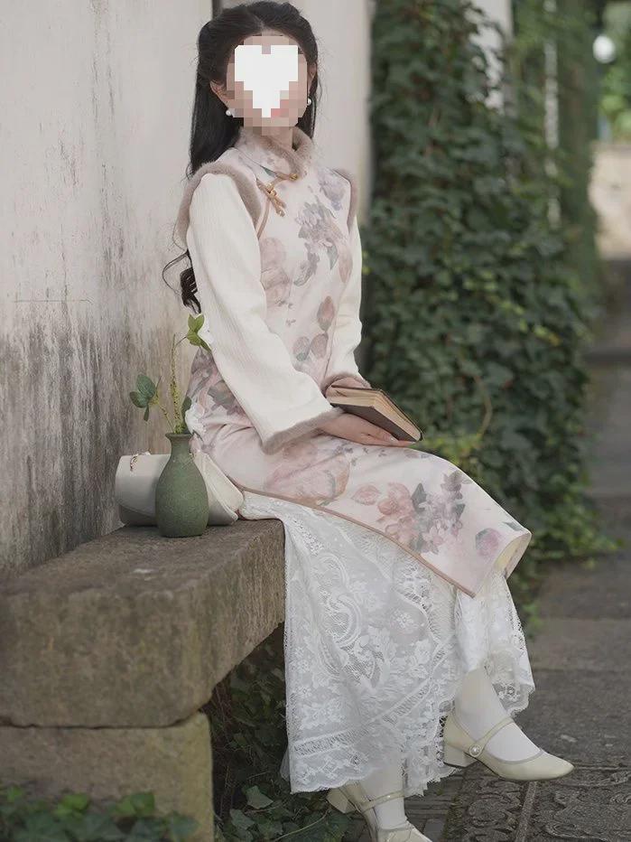 Plus Size Lace Cheongsam Midi Skirt: Elastic Waist, Slimming & Hip-Covering, Fits Up To 200 Lbs