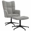 Relax Chair with Footstool Light Grey Velvet