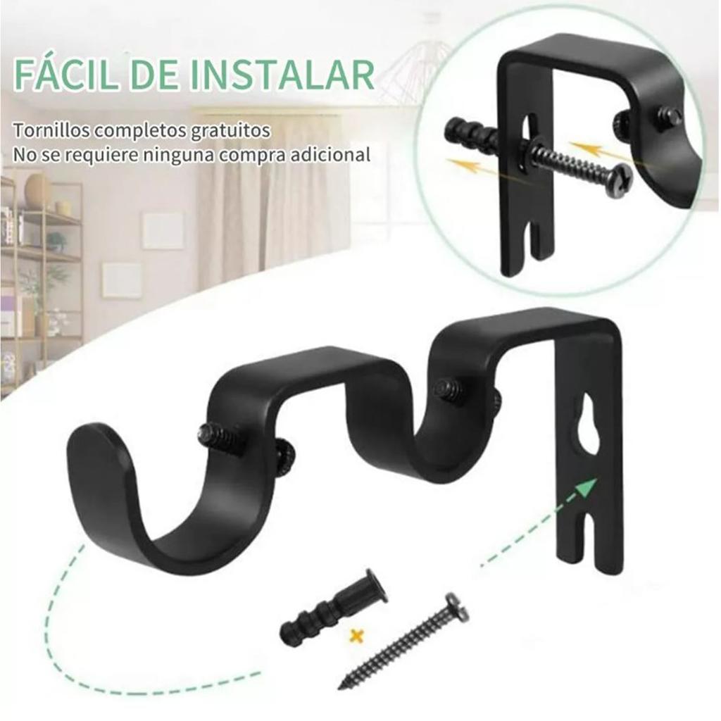3 Sets Curtain Rod Hook Holder Iron Bracket Universal Design Home Decoration for Bedroom