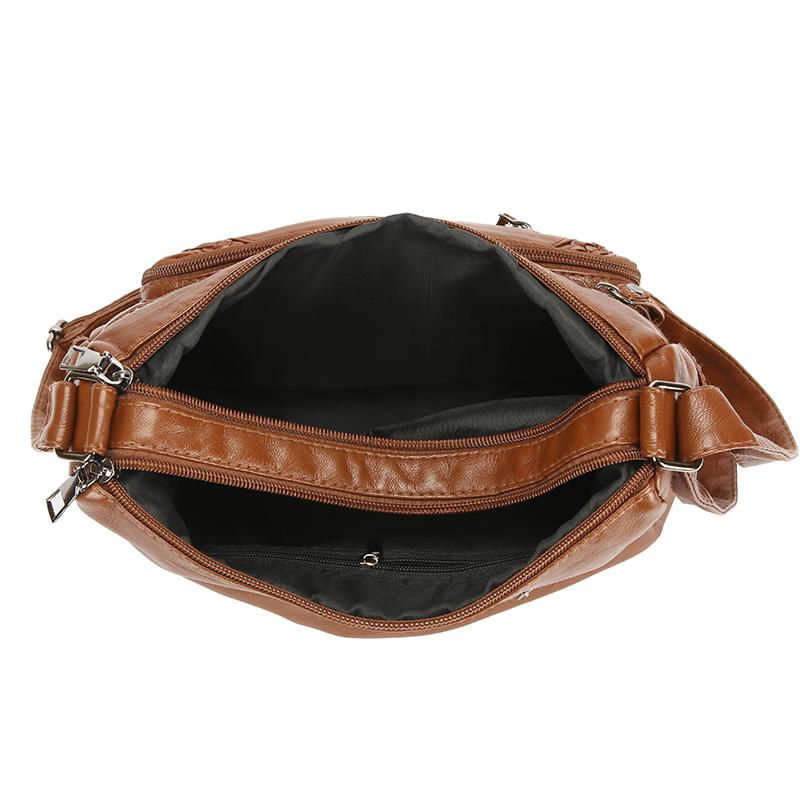 Large Capacity Shoulder Bag Soft Leather Multi-Layer Crossbody Bag for Middle-Aged and Elderly Women's Bag